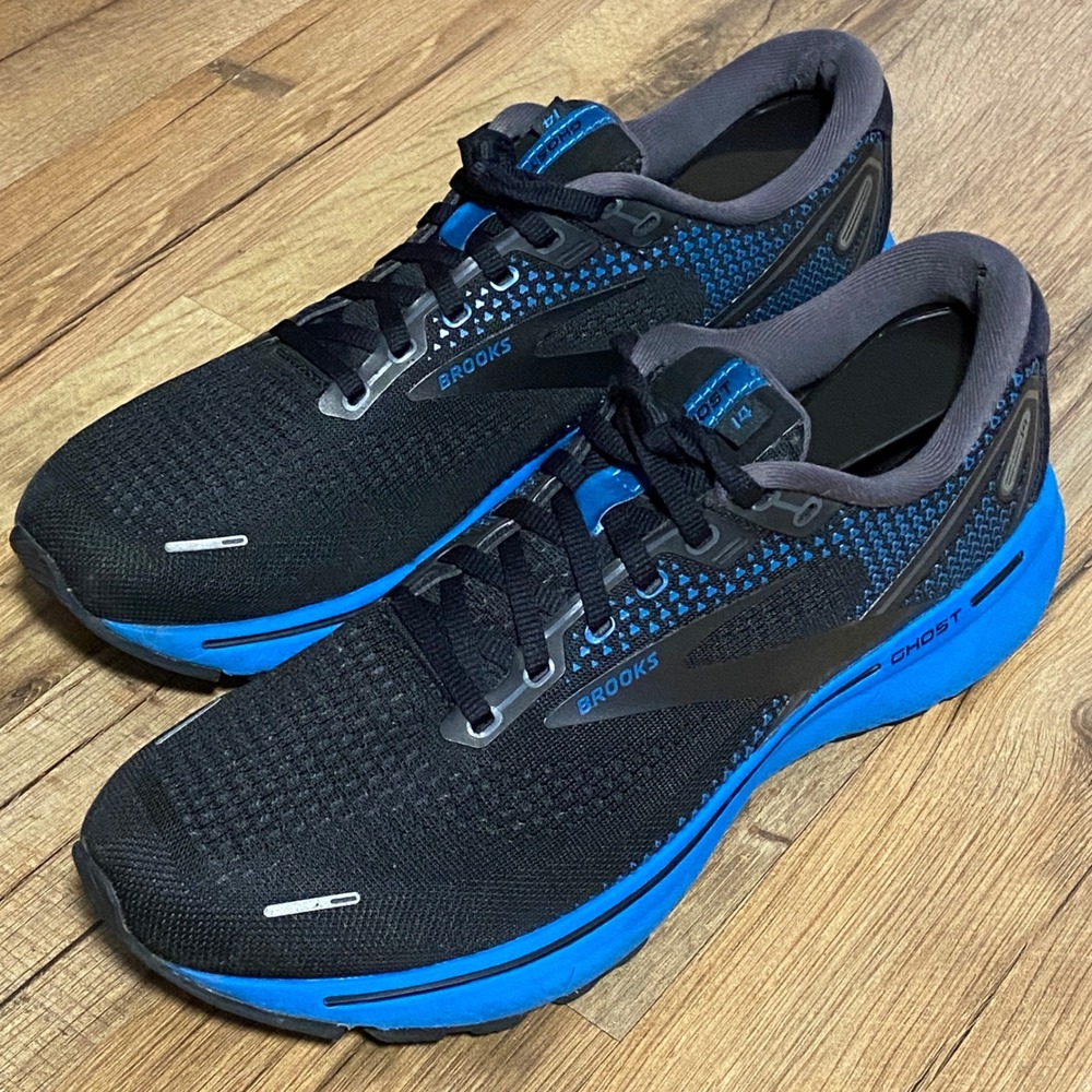 Brooks Ghost 14 Mens Running Shoes Black Blue 1103691D056 Size 10 Medium D
